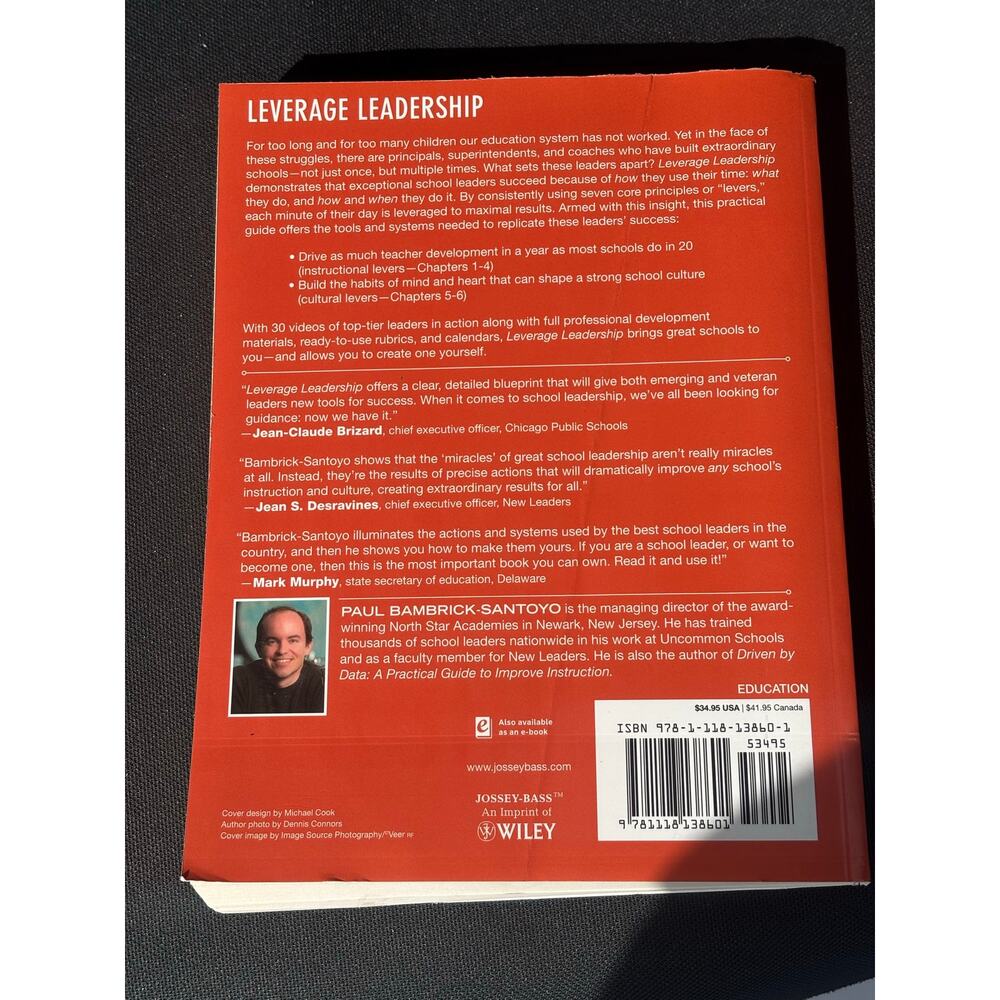 Leverage Leadership Bambrick Santoyo Hardcover Education Leadership Book - Picture 2 of 2